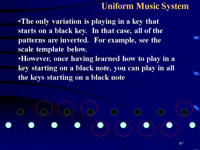 97 Uniform Music System   The only variation is playing in a key